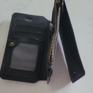 Bentoben Black Leather Wallet with Gold Zipper